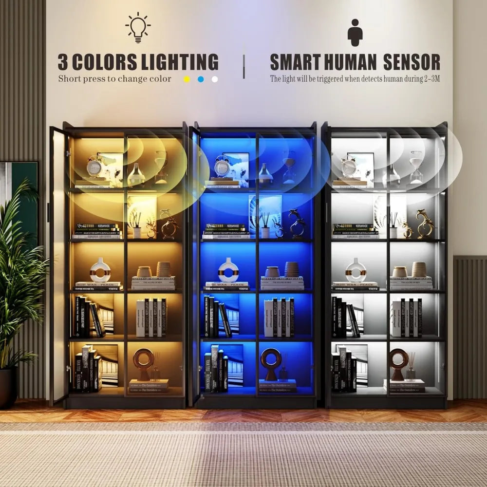 Display Cabinet With Adjustable Shelves And LED Lighting