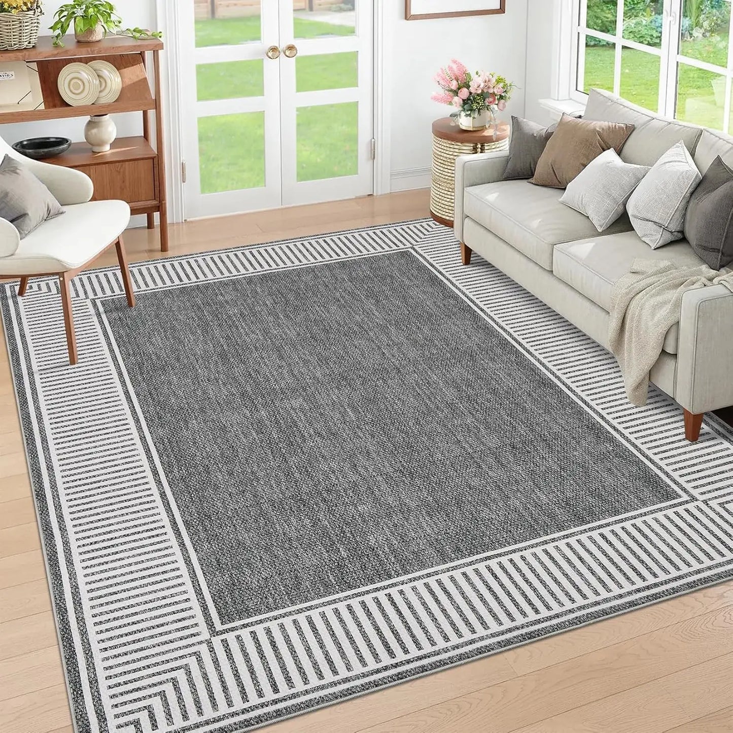 HiMISS Geometric Area Rug for Living Room and Home Office