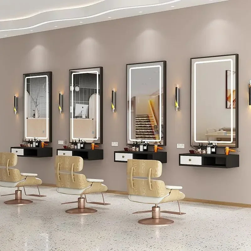 C Barber Shop LED Wall Mirror Hair Salon Decorative Trendy
