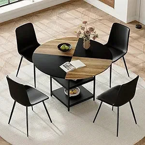 Dafify Round Dining Table Set For Four With Storage
