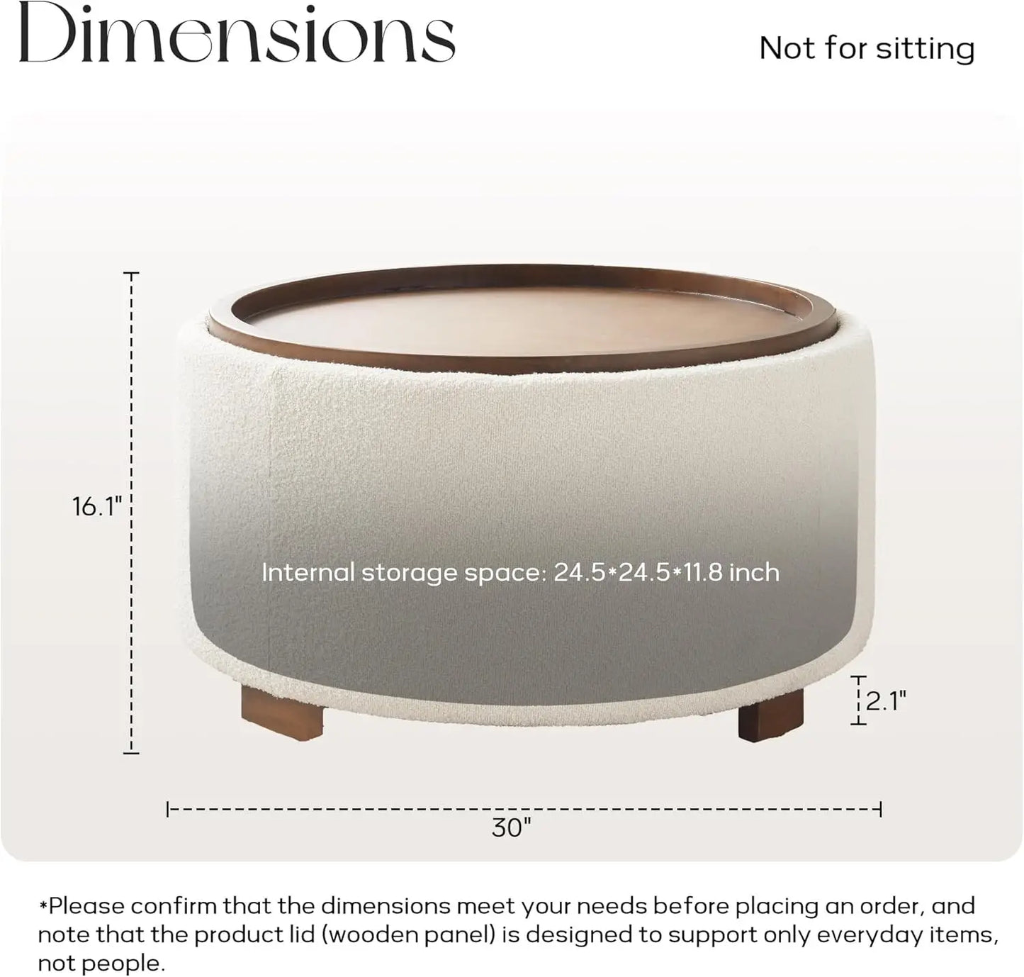 XMSJH Modern Round Storage Ottoman Coffee Table With Lid