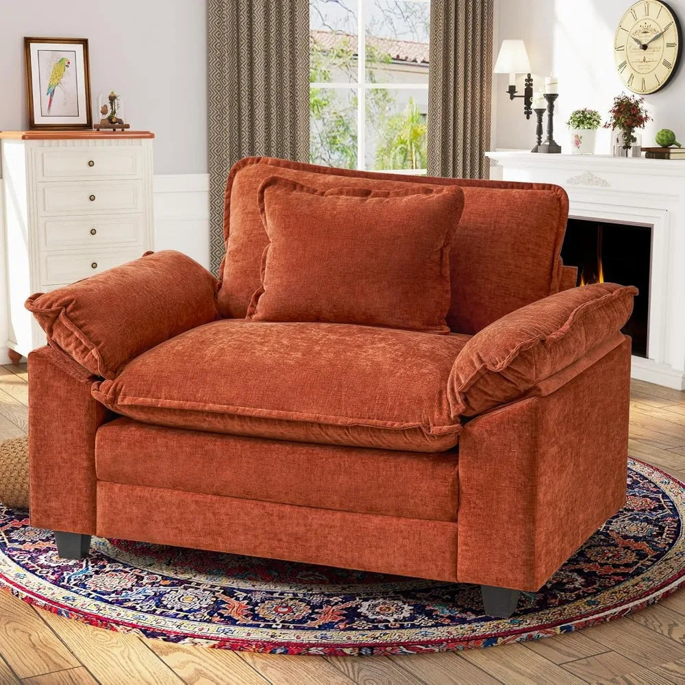 RBXC Oversized Chenille Accent Chair Upholstered Armrests