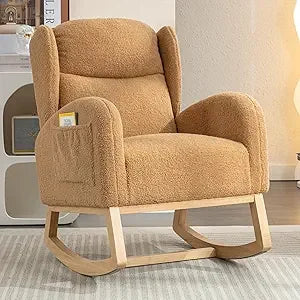 DAFIFY Teddy Rocking Glider Chair Upholstered Wingback