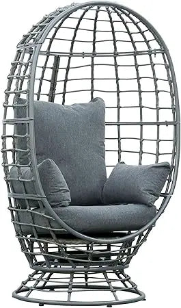 DAFIFY Rotating Wicker Egg Chair Indoor Outdoor Boho Basket Seat