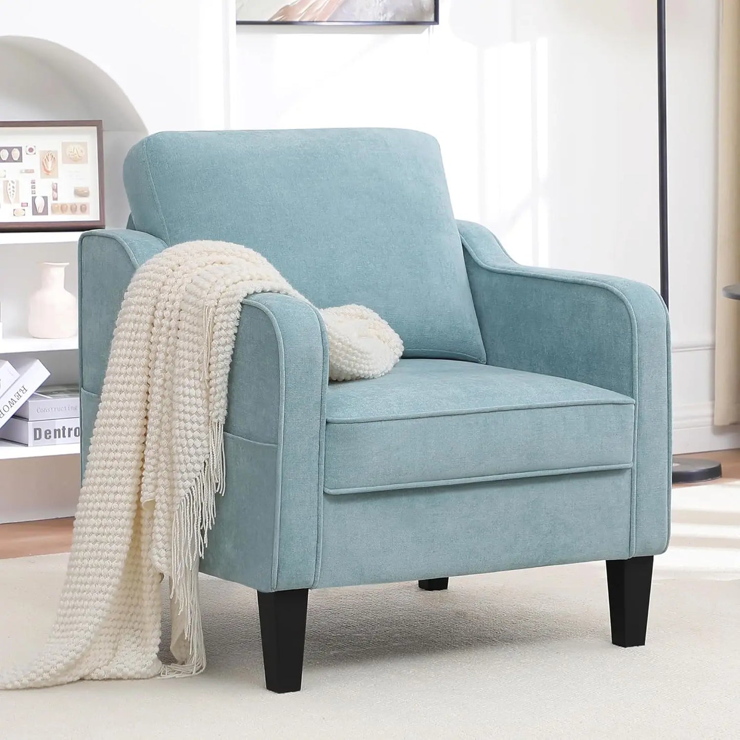 HUANZHUANG Modern Accent Chair Upholstered Armchair Pockets