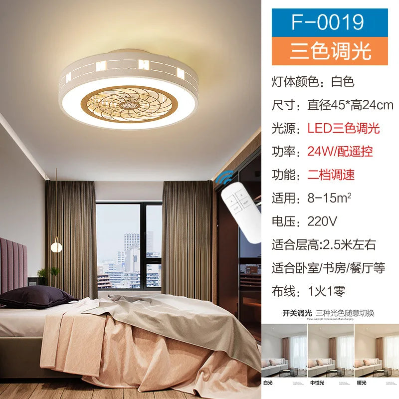 ONEYLTTC Ceiling Fan Lamp With LED Light And Remote Control