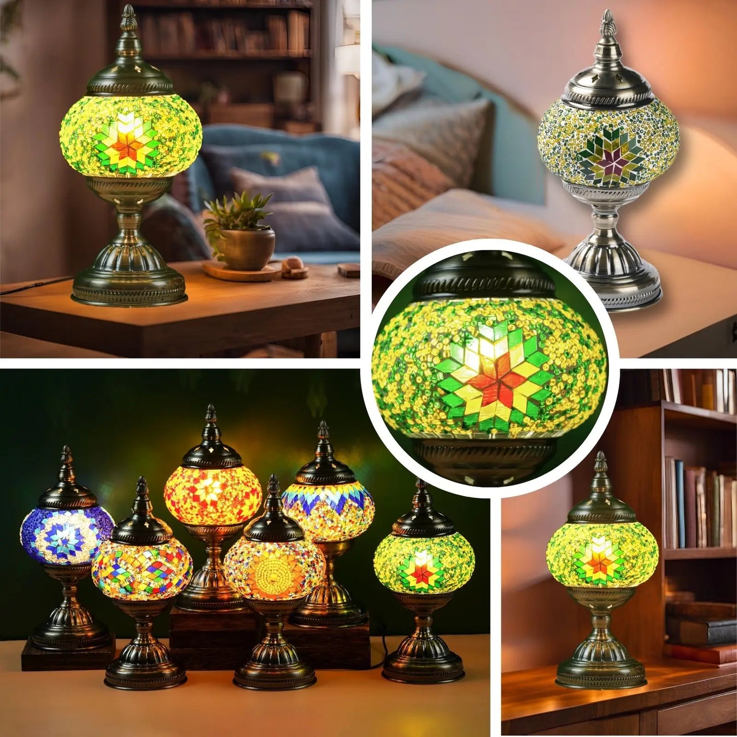 Turkish Moroccan Mosaic Table Lamp Handcrafted Glass Light
