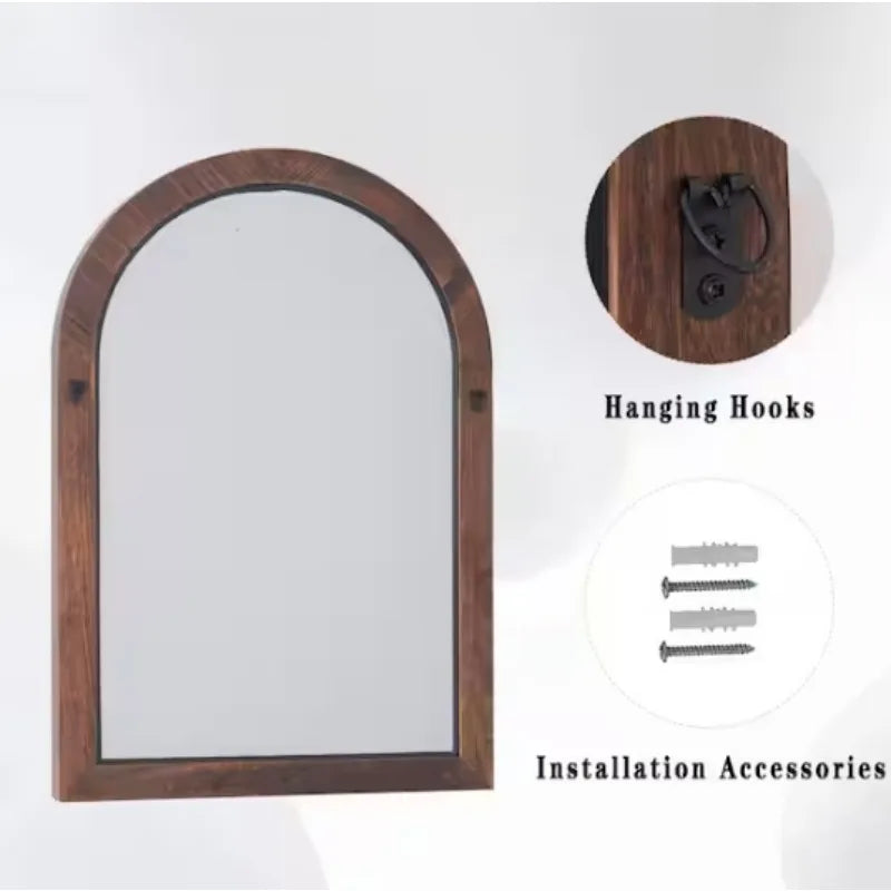 Hign-concerned Arched Mirror With Acacia Wood Frame