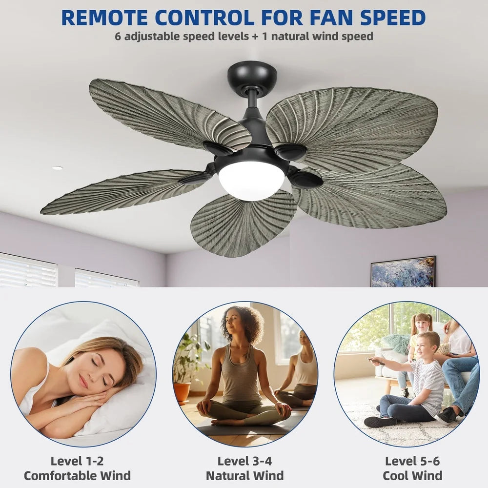 XMSJ Tropical Ceiling Fan With LED Light And Remote Control