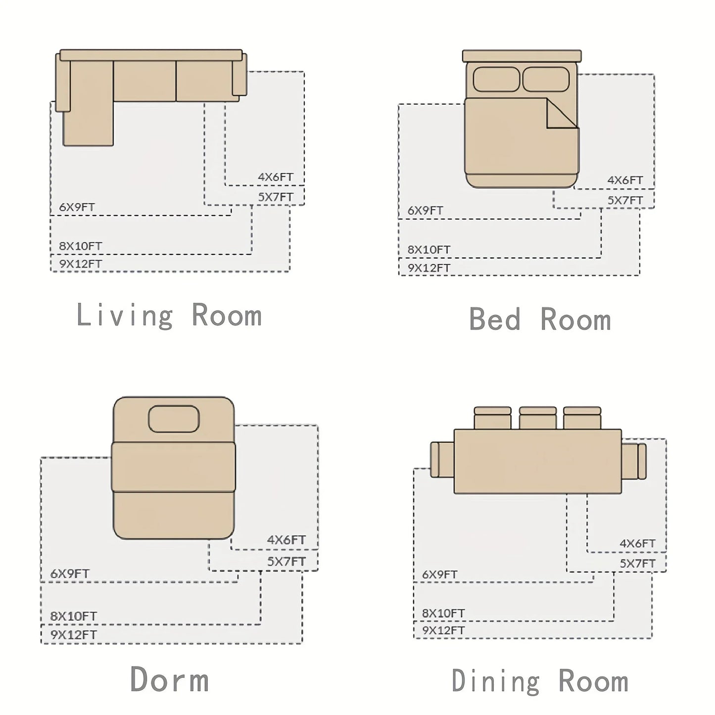 AUBUSSON Fluffy Shaggy Non Slip Rug For Living Room And Bedroom