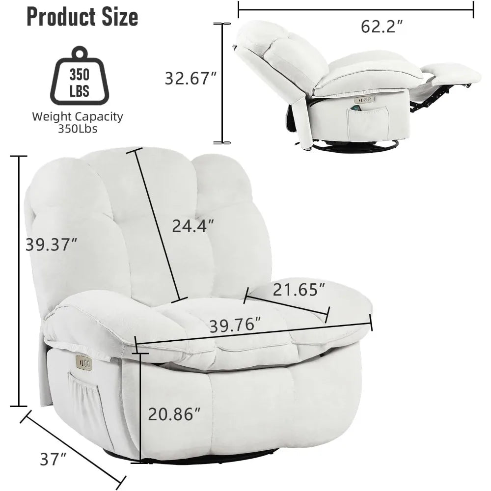 MKDK Power Massage Recliner Chair Heated Oversized Swivel