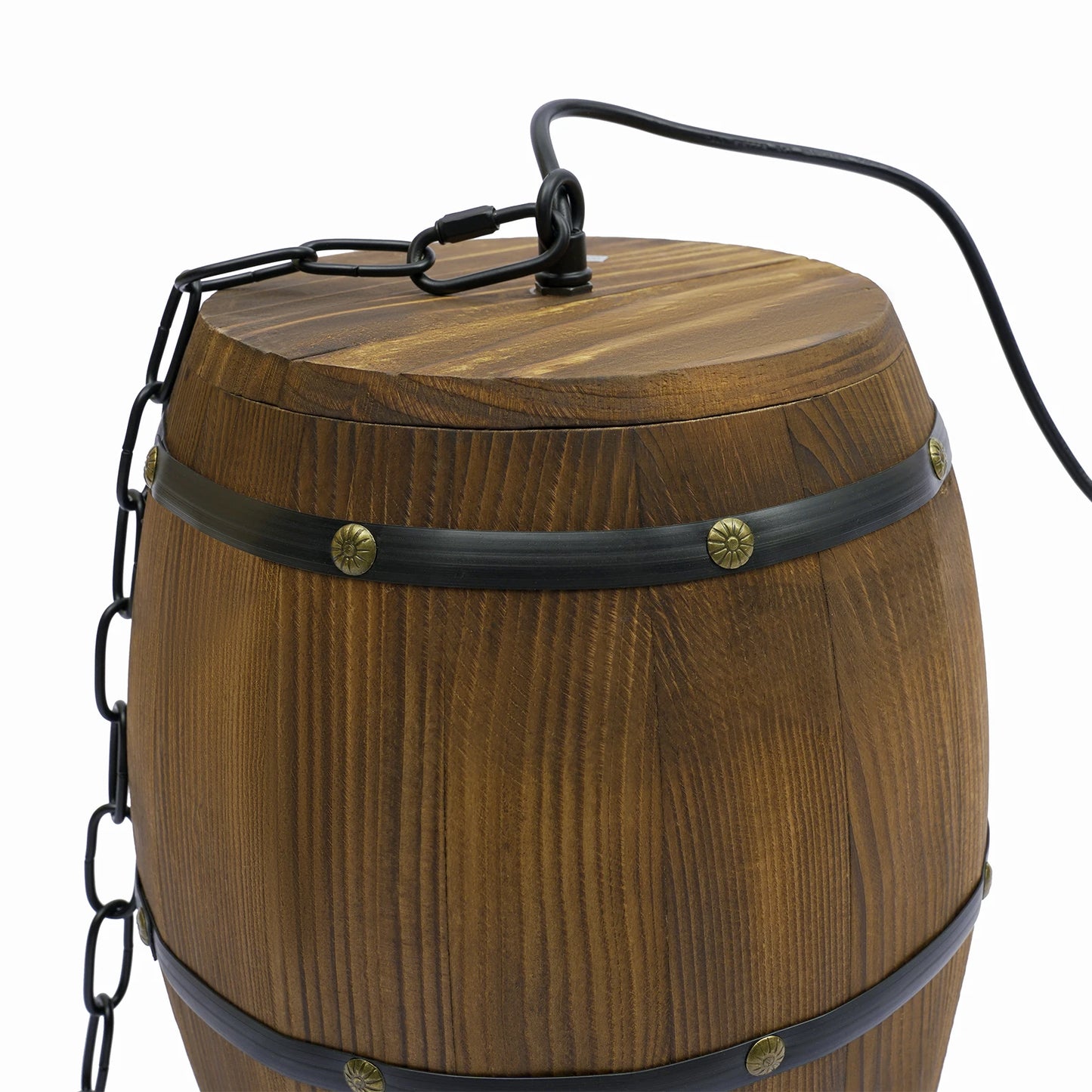 Industrial Wood Wine Barrel Pendant With Adjustable Chain
