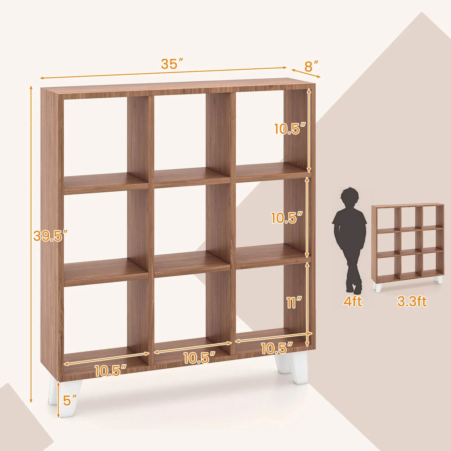Modular Bookcase With Removable Shelves And Raised Feet