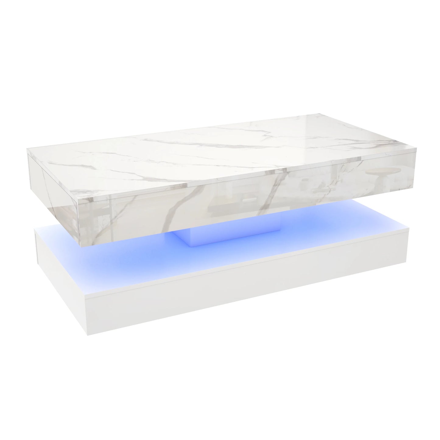 QiaoShiRen Modern LED Coffee Table Double Storage Drawers