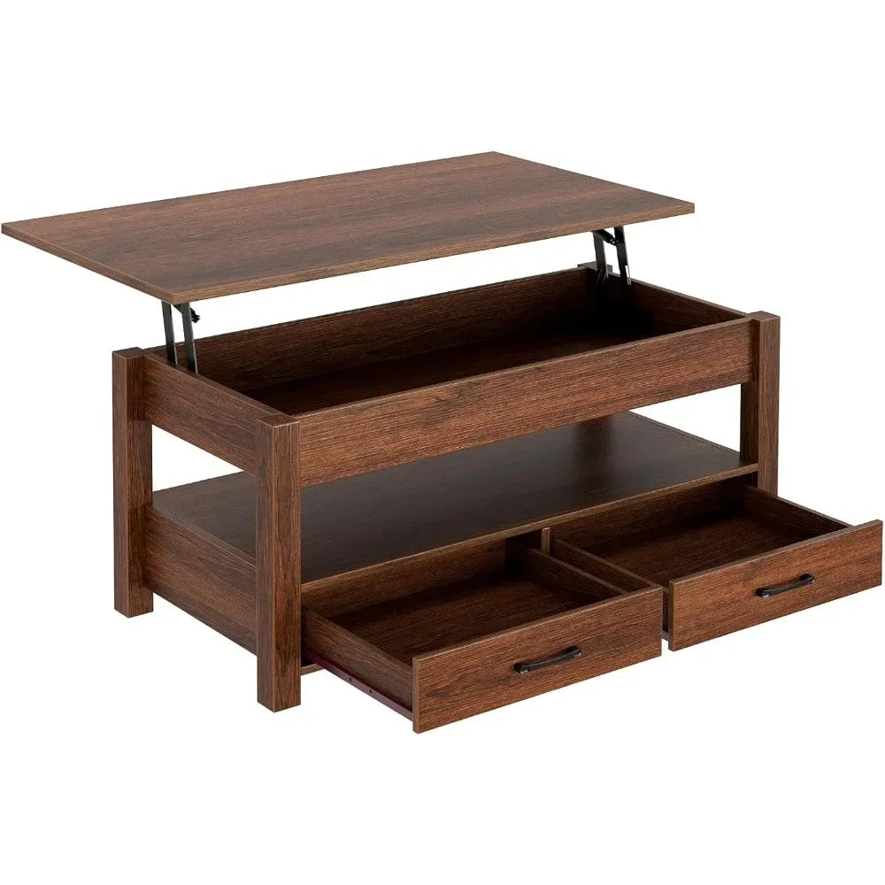 Guangbai Lift Top Coffee Table With Drawers And Hidden