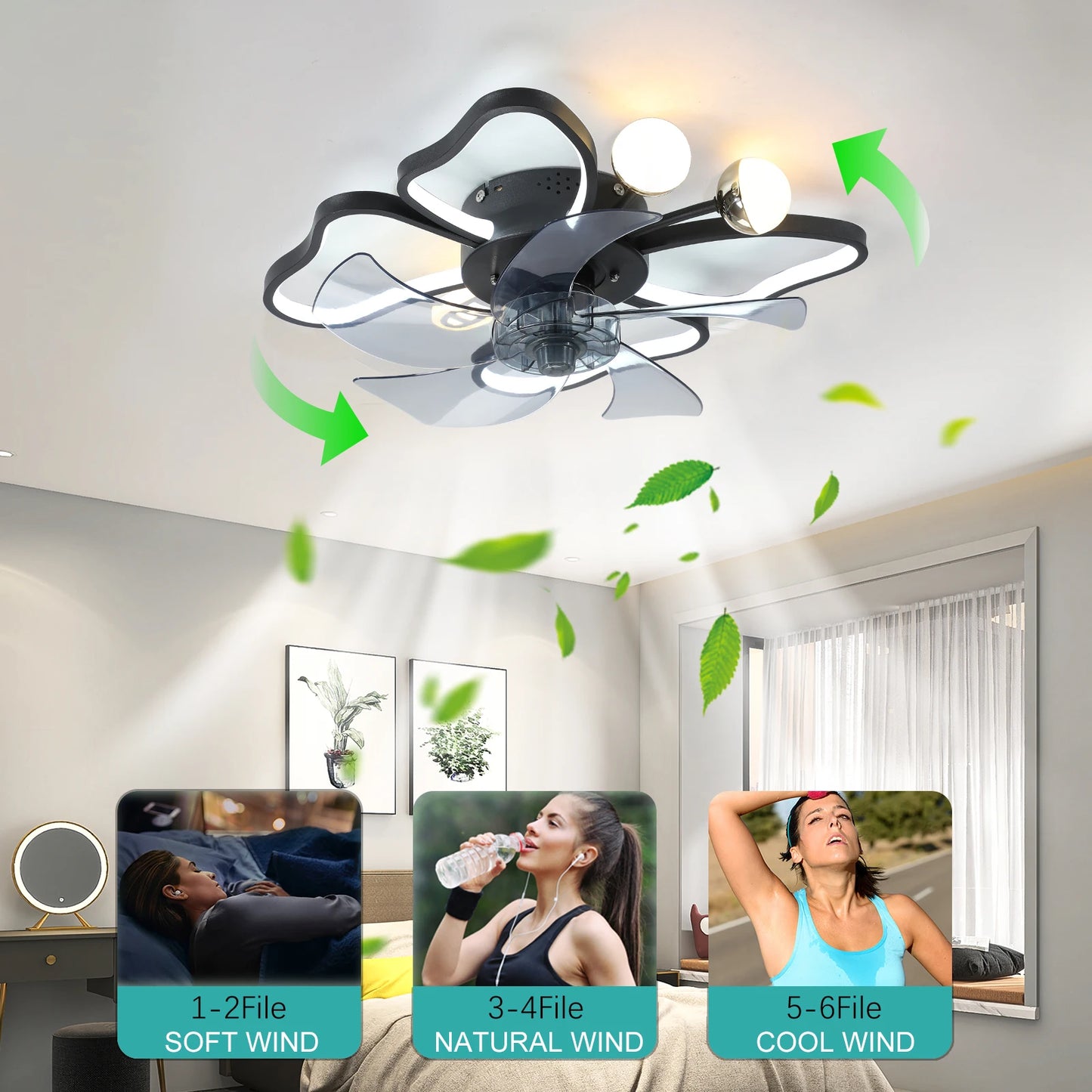 Arlgsite Modern Ceiling Fan With LED Light Remote Control