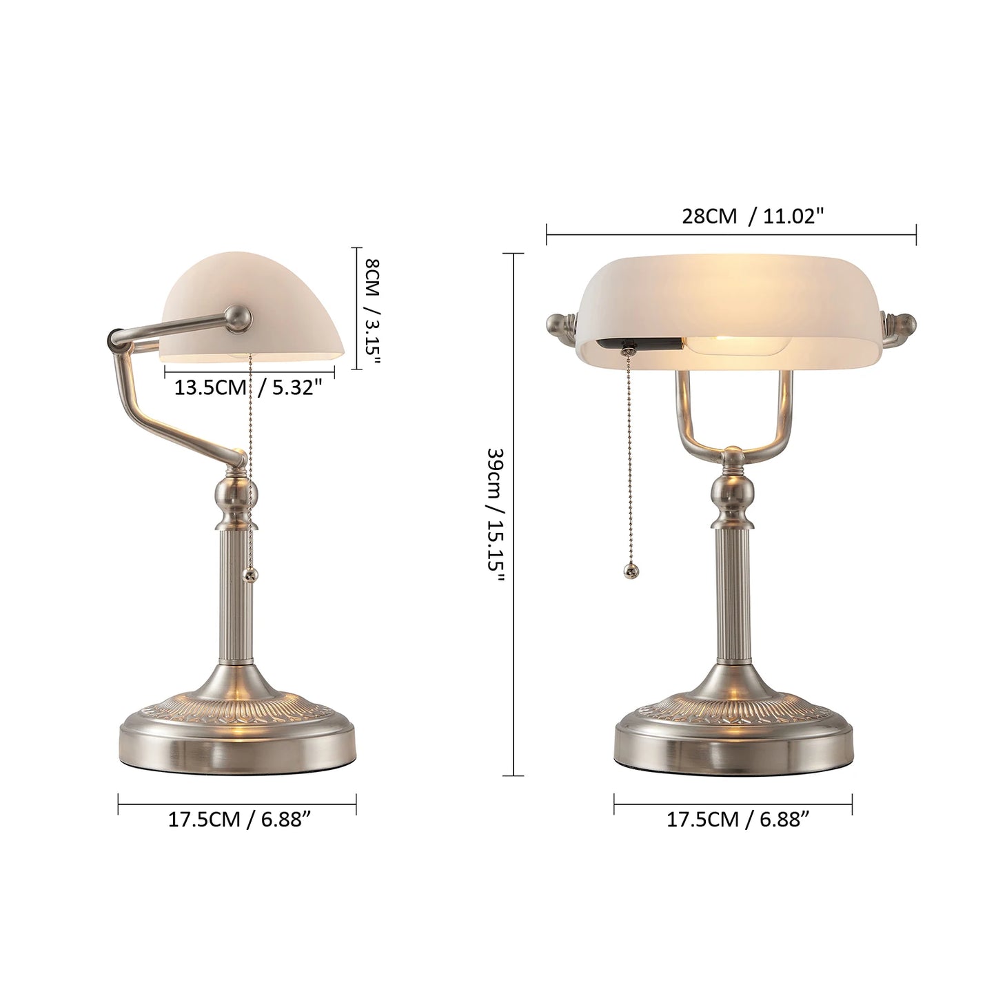 Glass Banker Desk Lamp With E27 E26 Socket Switches