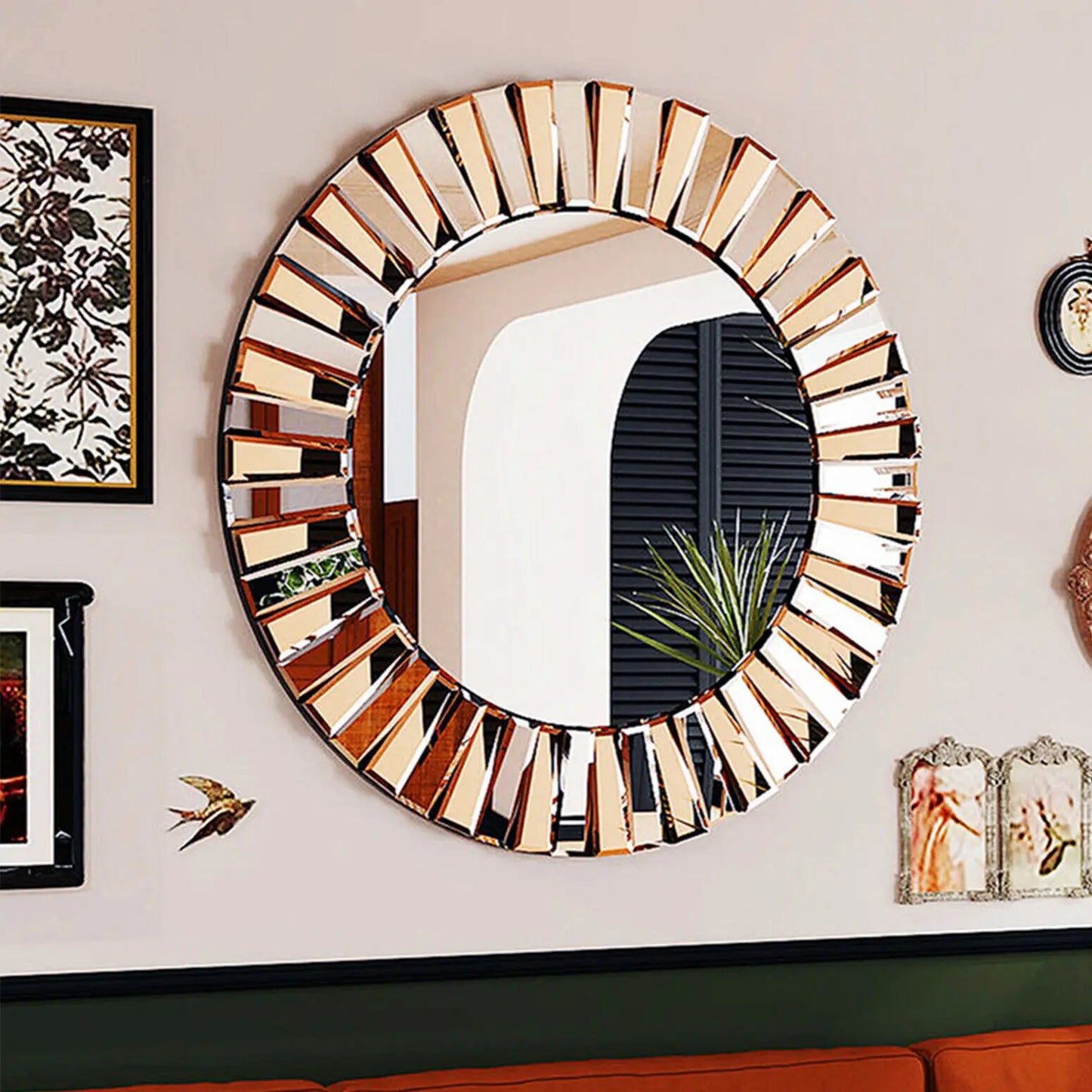 BORWARTH Round Wall Mirror Decor For Hallway And Bathroom