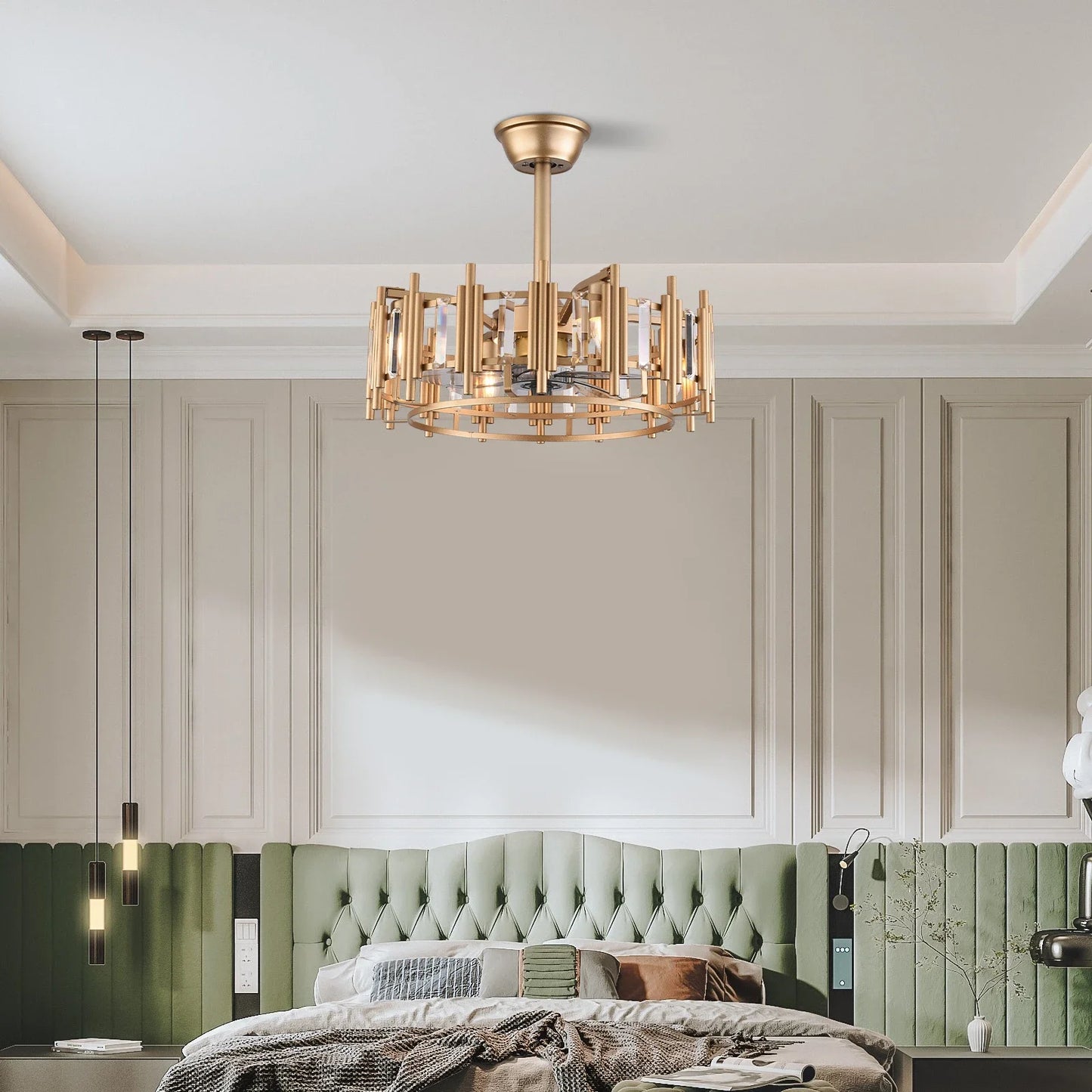 Modern LED Ceiling Fan With Remote Control Light Fixture
