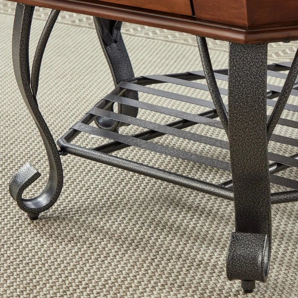 Guangbai 2 Tier Hexagon Wood Coffee Table With Metal Legs