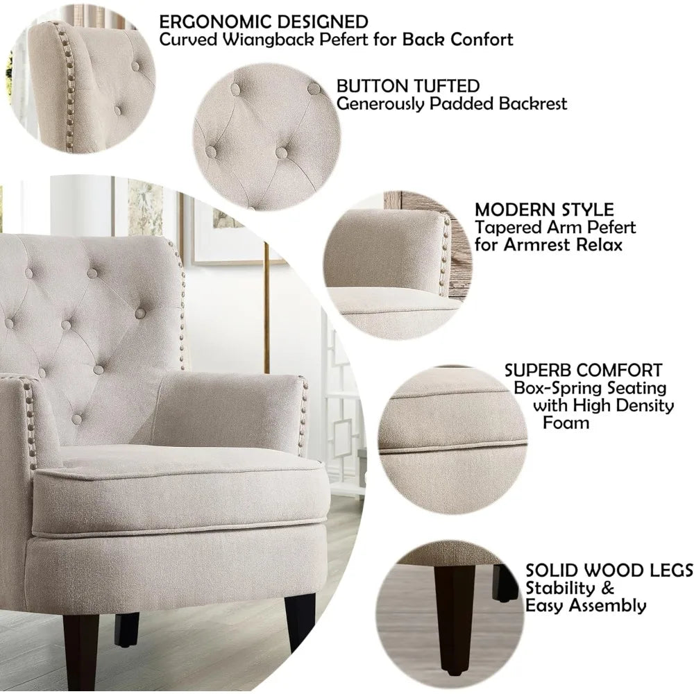 DAFIFY Harris Velvet Upholstered Club Chair Tufted Wingback