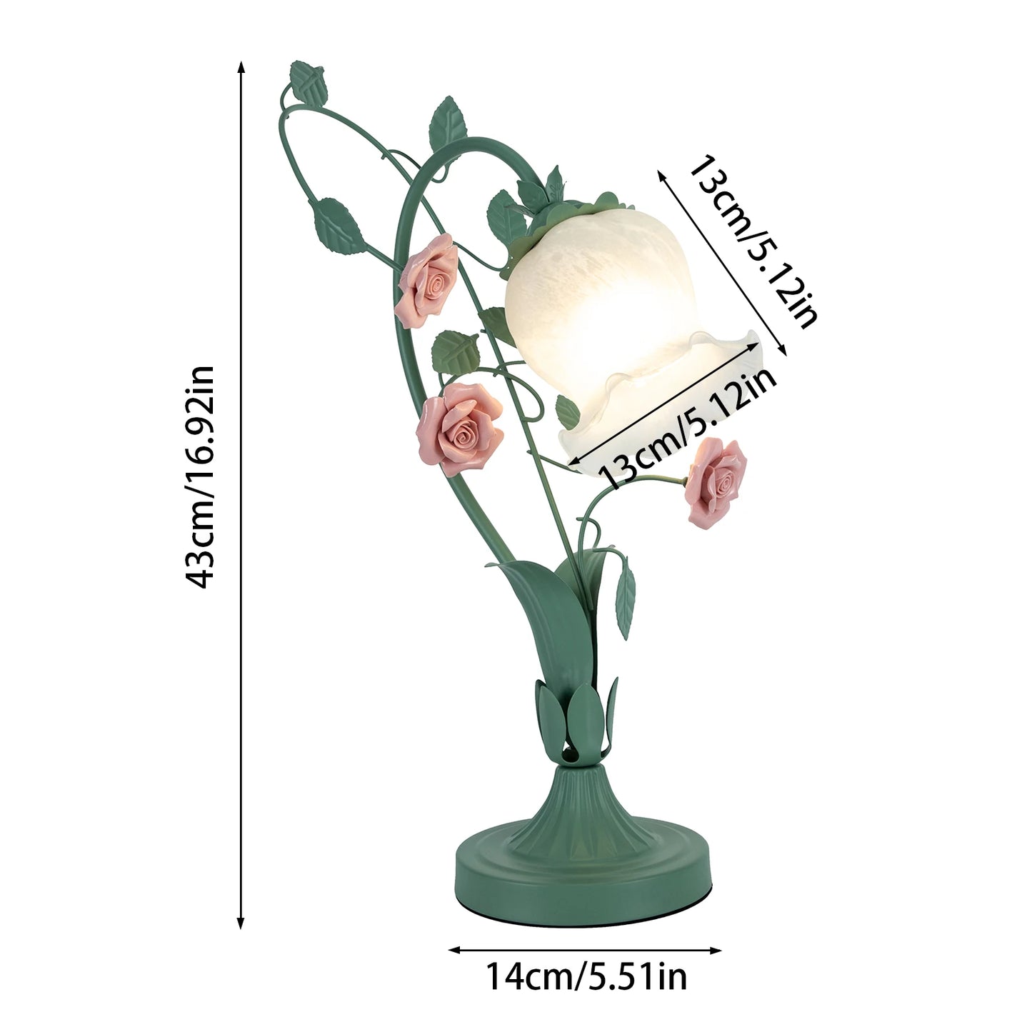 Neet Designs Emporium Flower Glass Bedside Table Lamp