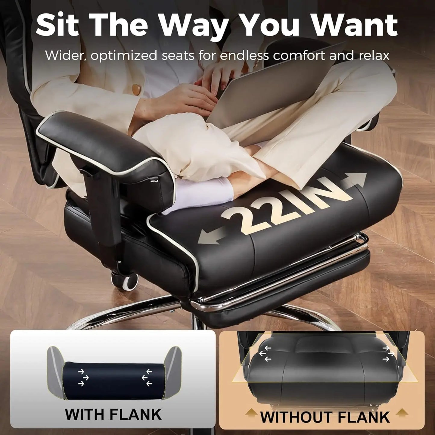 COMHOMA Ergonomic Leather Executive Chair With Lumbar Support