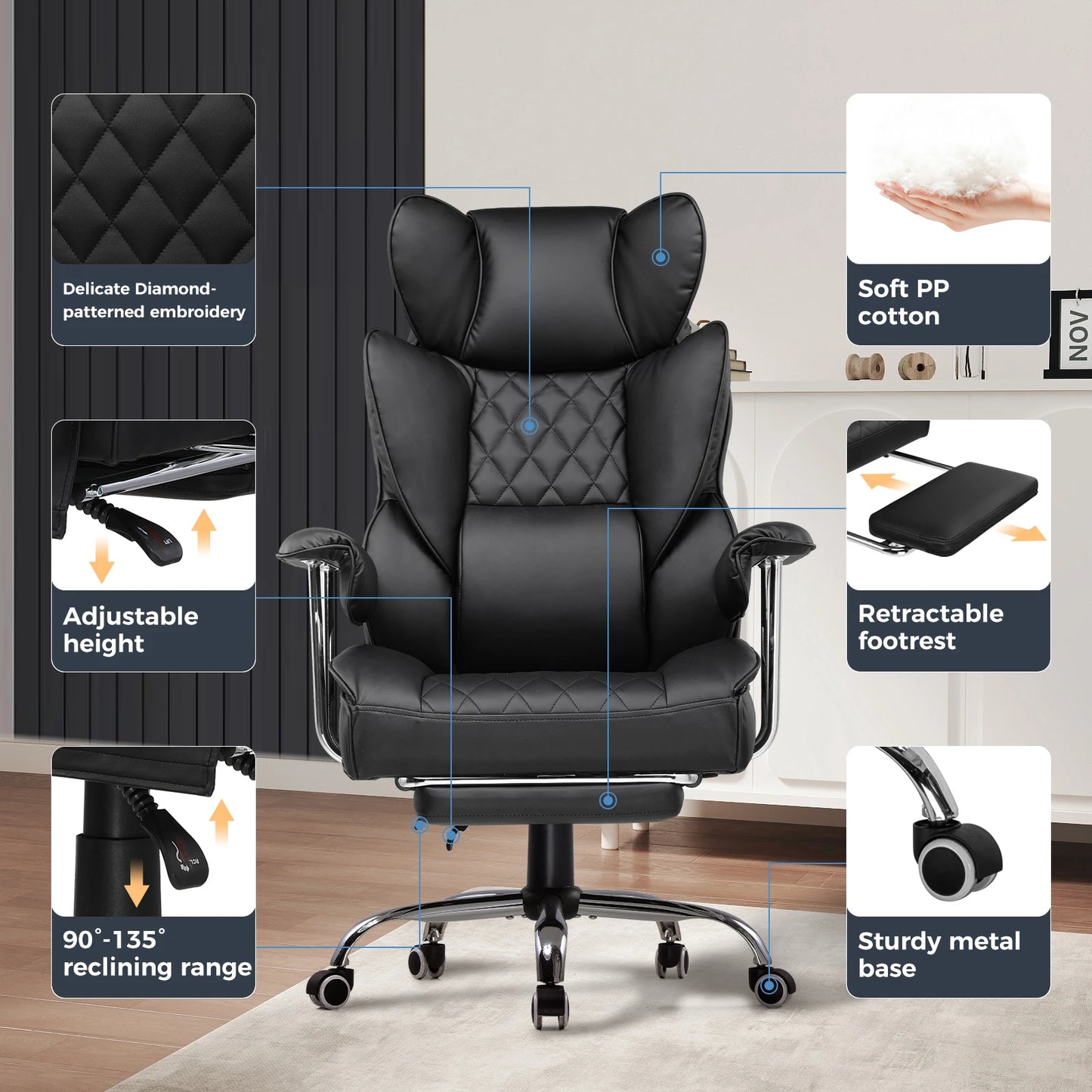 COMHOMA Big And Tall Ergonomic Gaming Chair With Footrest
