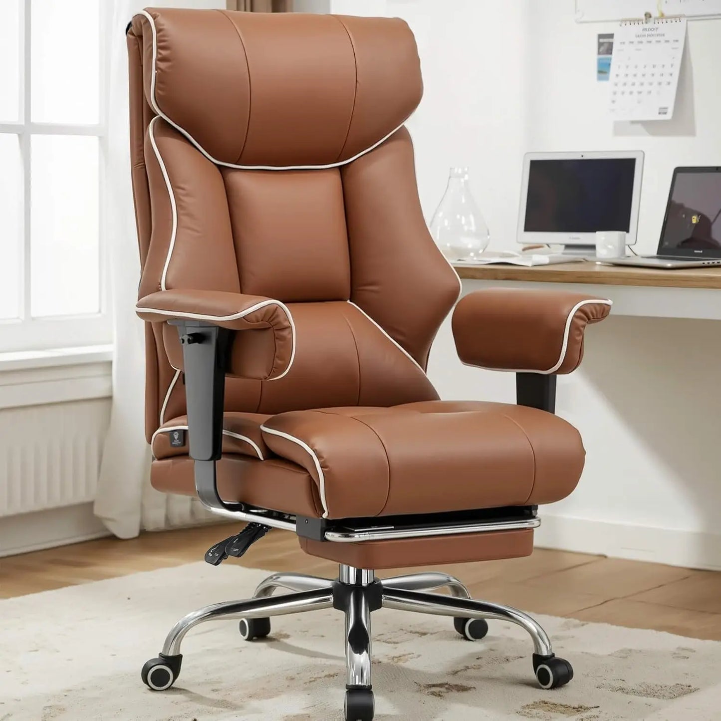 COMHOMA Ergonomic Leather Executive Chair With Lumbar Support