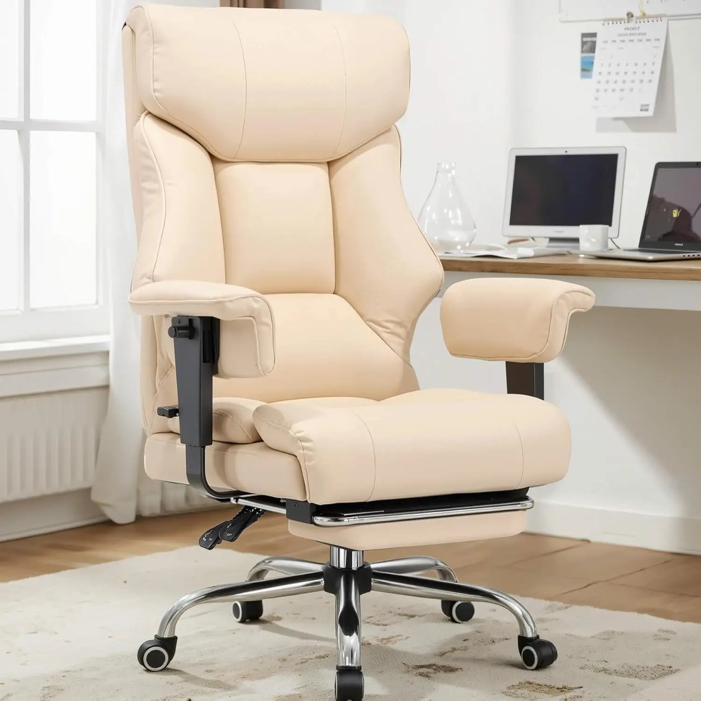 COMHOMA Ergonomic Leather Executive Chair With Lumbar Support