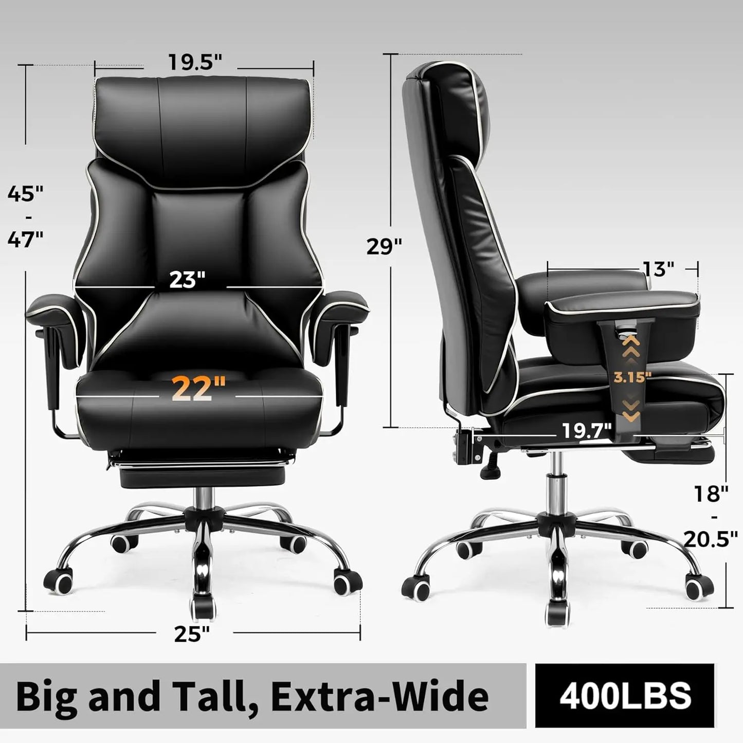 COMHOMA Ergonomic Leather Executive Chair With Lumbar Support