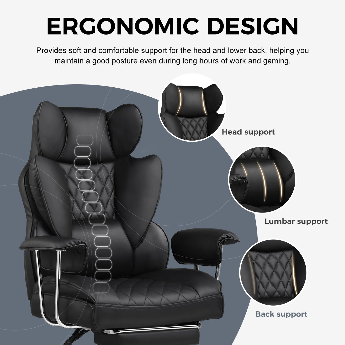 COMHOMA Big And Tall Ergonomic Gaming Chair With Footrest