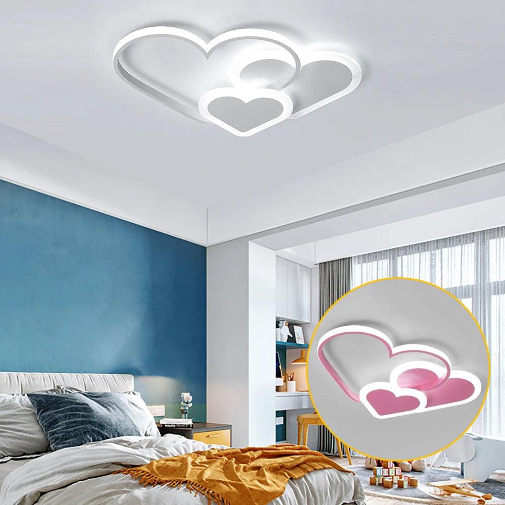 Modern Minimalist Heart Shape LED Ceiling Lamp For Bedroom