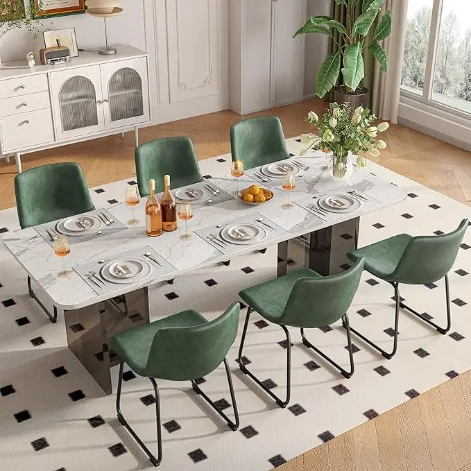 GUANGBAI Modern PU Leather Armless Dining Chairs Set of 6