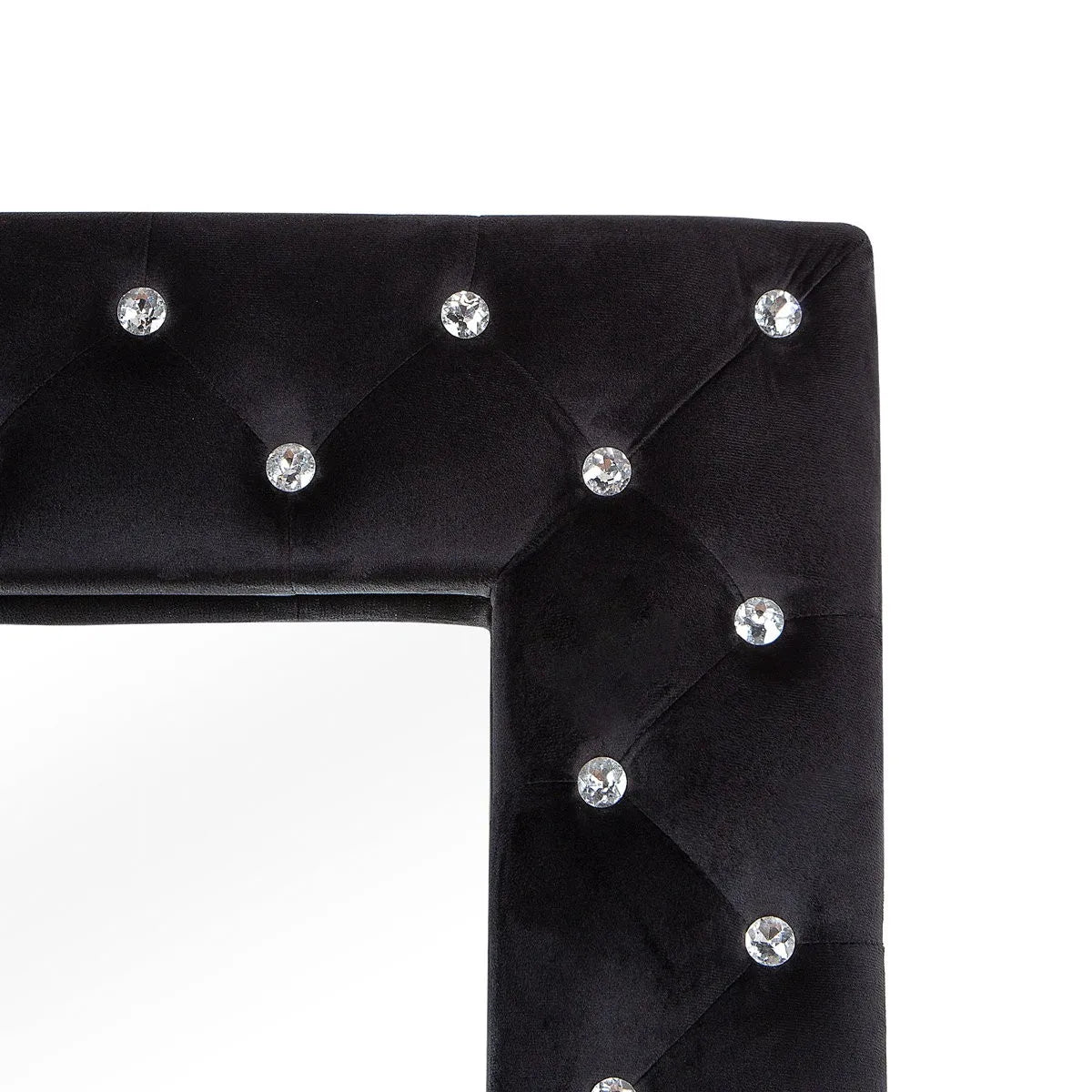 SHYFOY Black Rectangle Crystal Tufted 71" H Large Floor Mirror