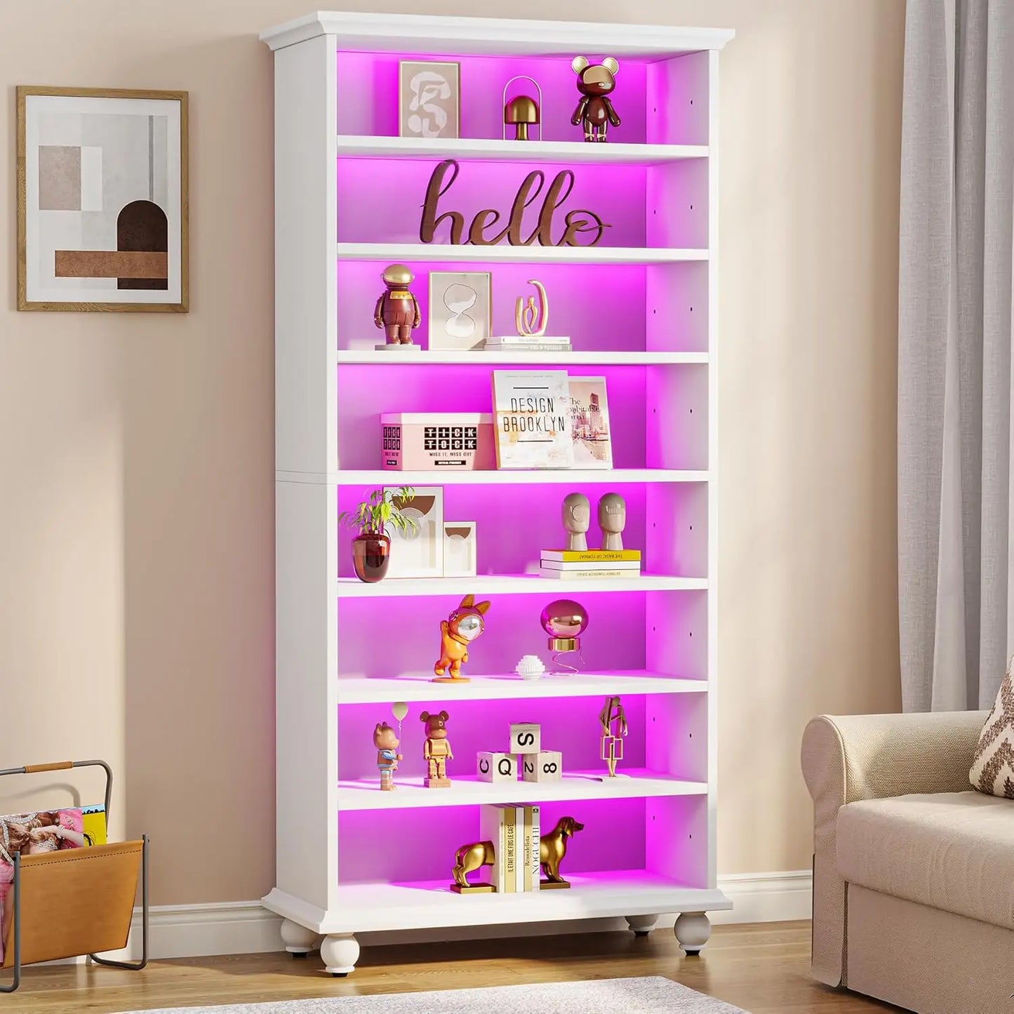 Little Tree LED Bookcase Freestanding With Nine Shelves