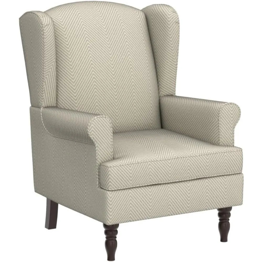 DAFIFY Wingback Accent Chair With Retro Wooden Legs Armchair