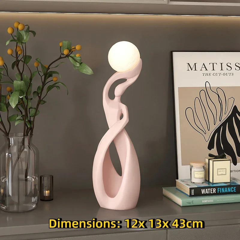 ENERLORD LED Floor Lamp Resin Sculpture Glow Living Room
