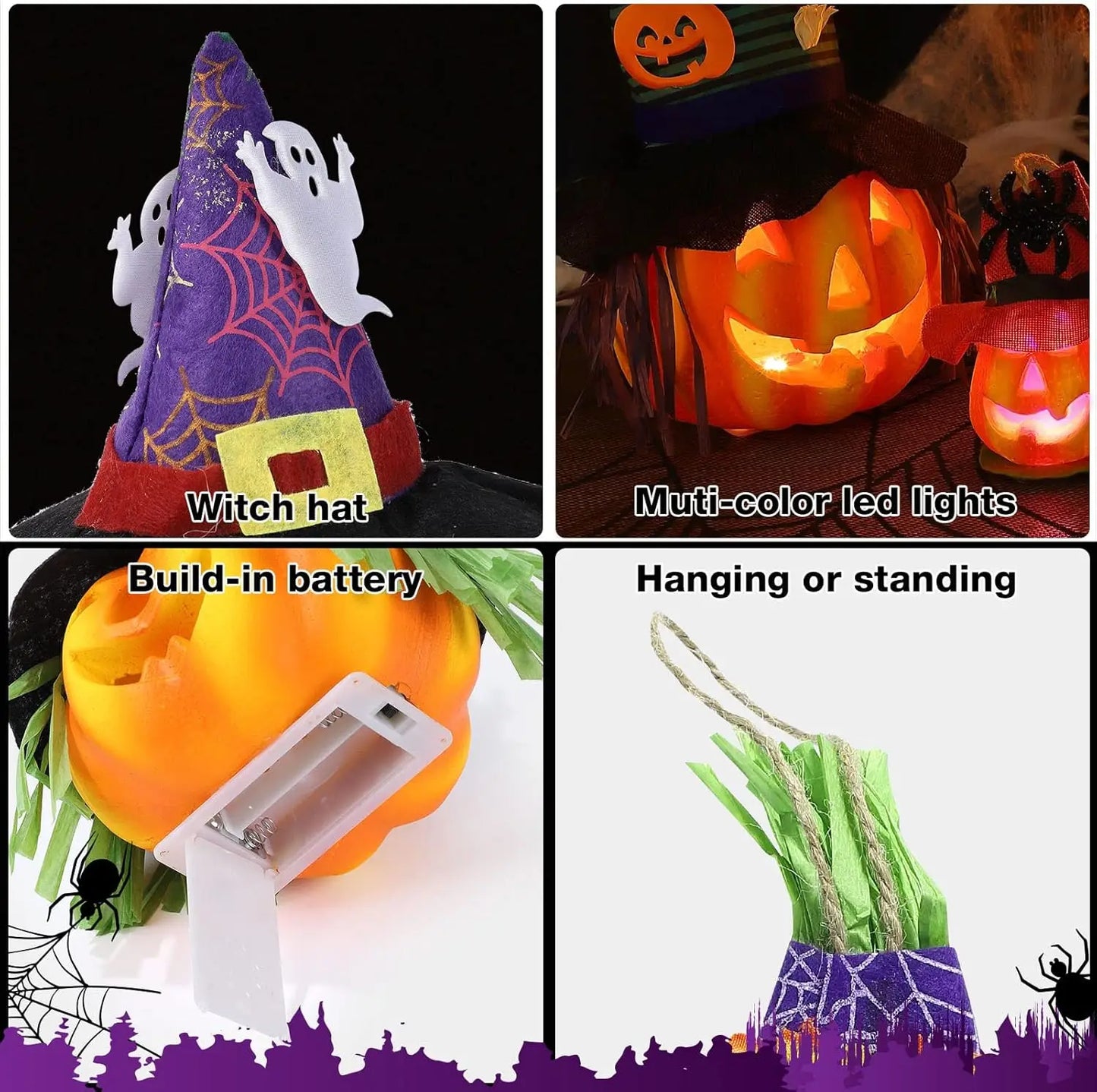 Halloween 6 Pack LED Jack O Lantern Pumpkin Lamp Set