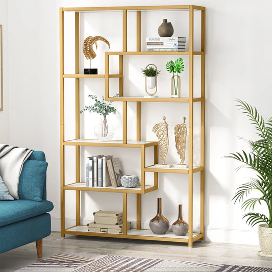 Tribesigns Bookshelf Etagere Five Tier Faux Marble Modern