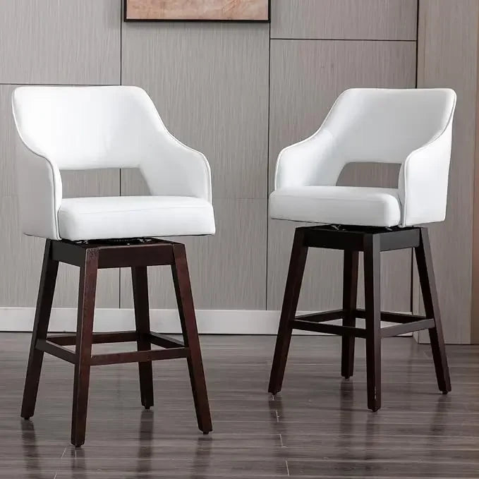Guangbai Linen Upholstered Swivel Bar Stools Set of 2