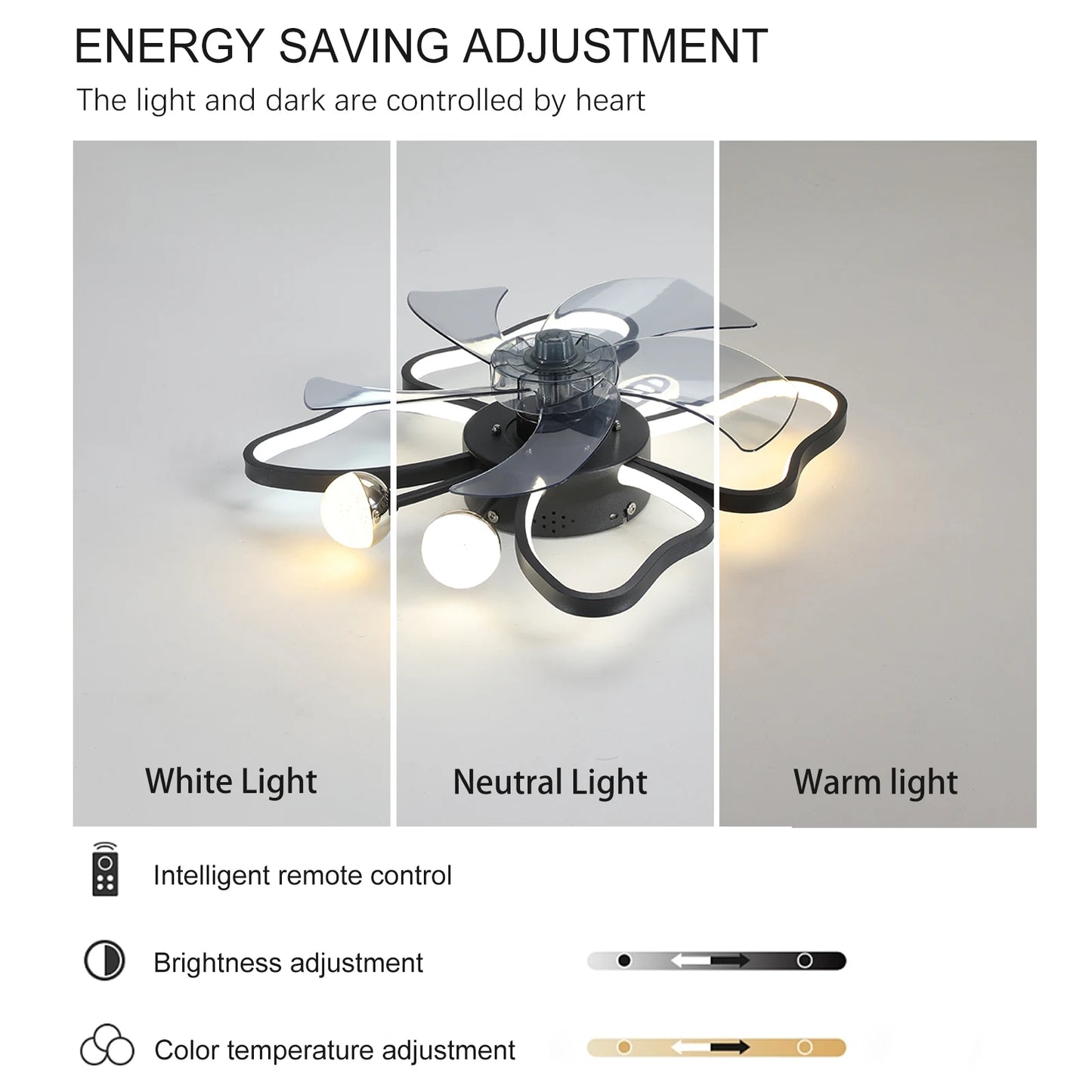 Arlgsite Modern Ceiling Fan With LED Light Remote Control