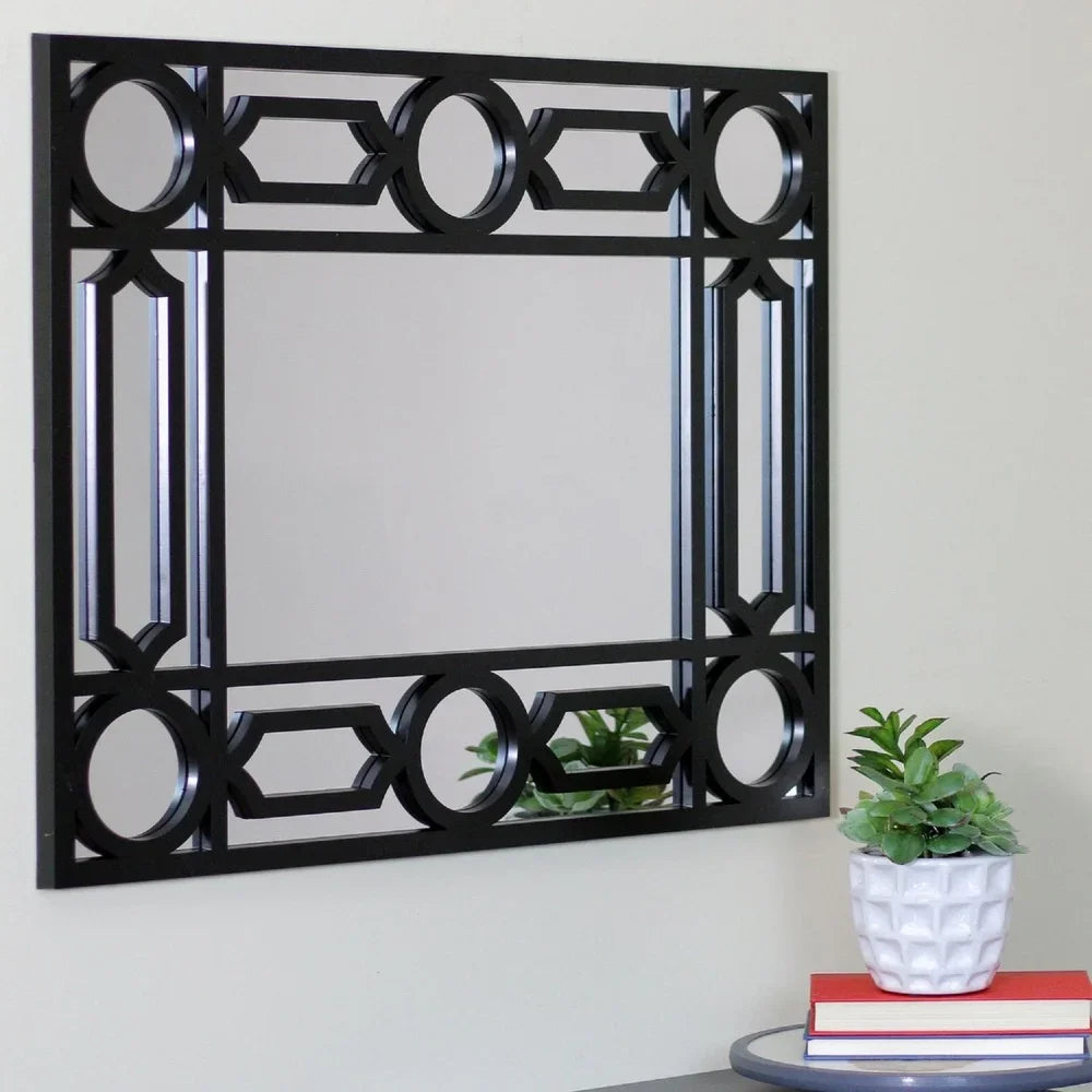 Geometric Framed Wall Mirror With Hanging Hardware
