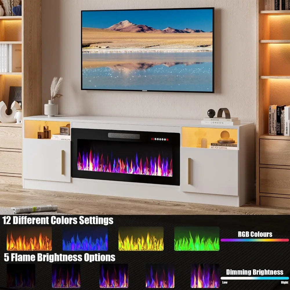 Electric Fireplace TV Stand With LED Lighting Entertainment