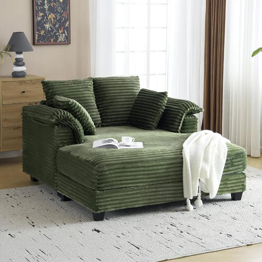 GUANGBAI Oversized Corduroy Reclining Chaise Sofa Bed