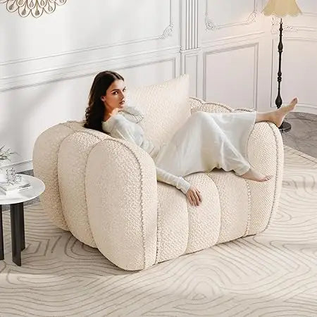 Pumpkin Shaped Accent Chair Upholstered Lounge Chair