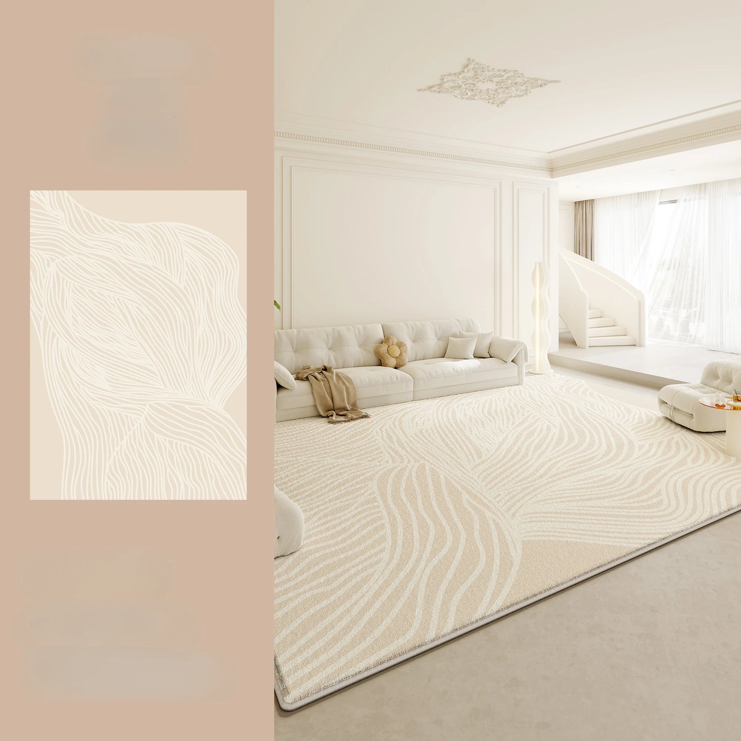 NONED Plush Wilton Area Rug For Living Room Soft Comfort