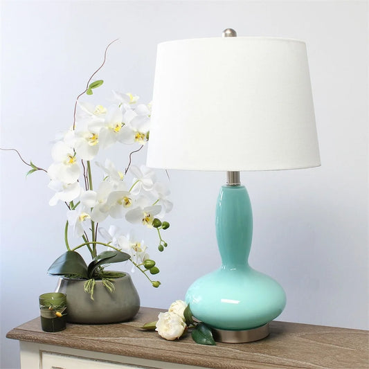 XMSJ Contemporary Glass Table Lamp With Fabric Shade