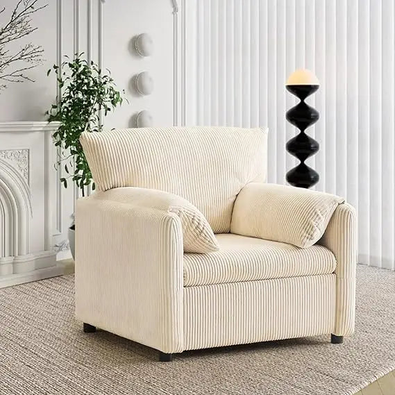 Corduroy Upholstered Accent Chair With Side Pocket