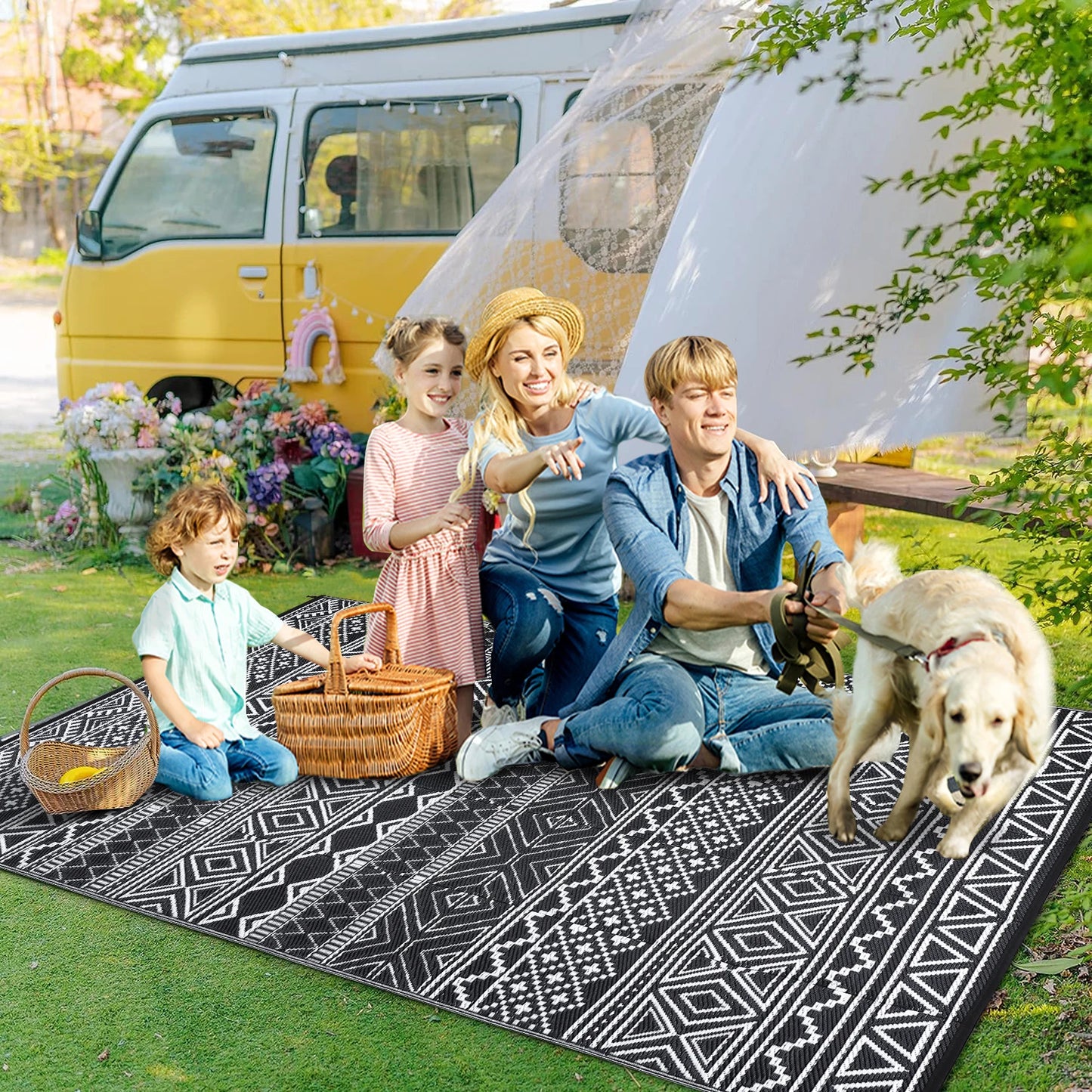 Studyset Outdoor Boho Patio Rug Waterproof And Reversible